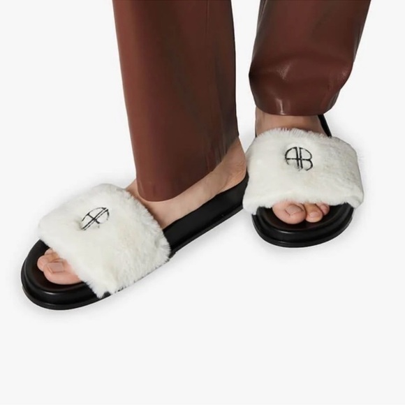 ANINE BING Britt logo embroidered slides - Picture 2 of 8